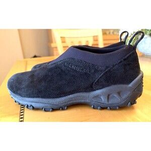 Merrell Men’s Jungle Moc Slip-On Shoe Size 9.5 Midnight Black Suede EUC